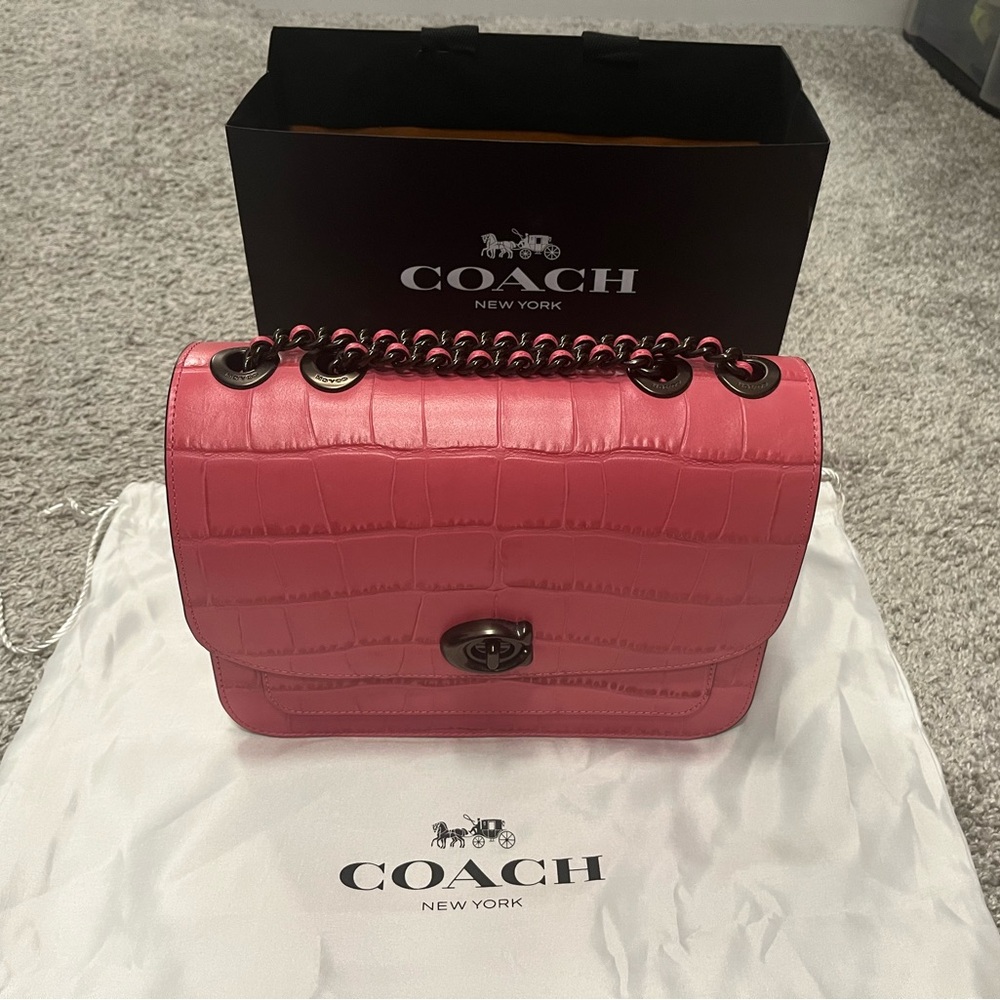 Pink Croco print Coach Bag